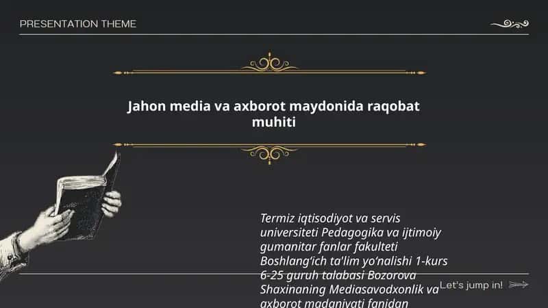 Mediasavodxonlik va axborot madaniyati fanidan taʻlim