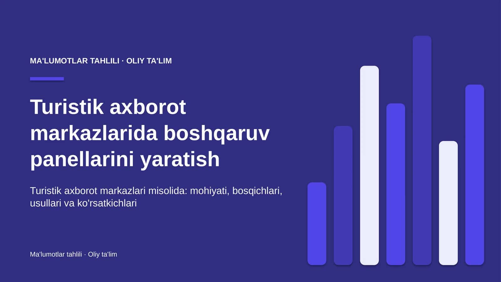 Turistik axborot markazlarida boshqaruv panellarini yaratish