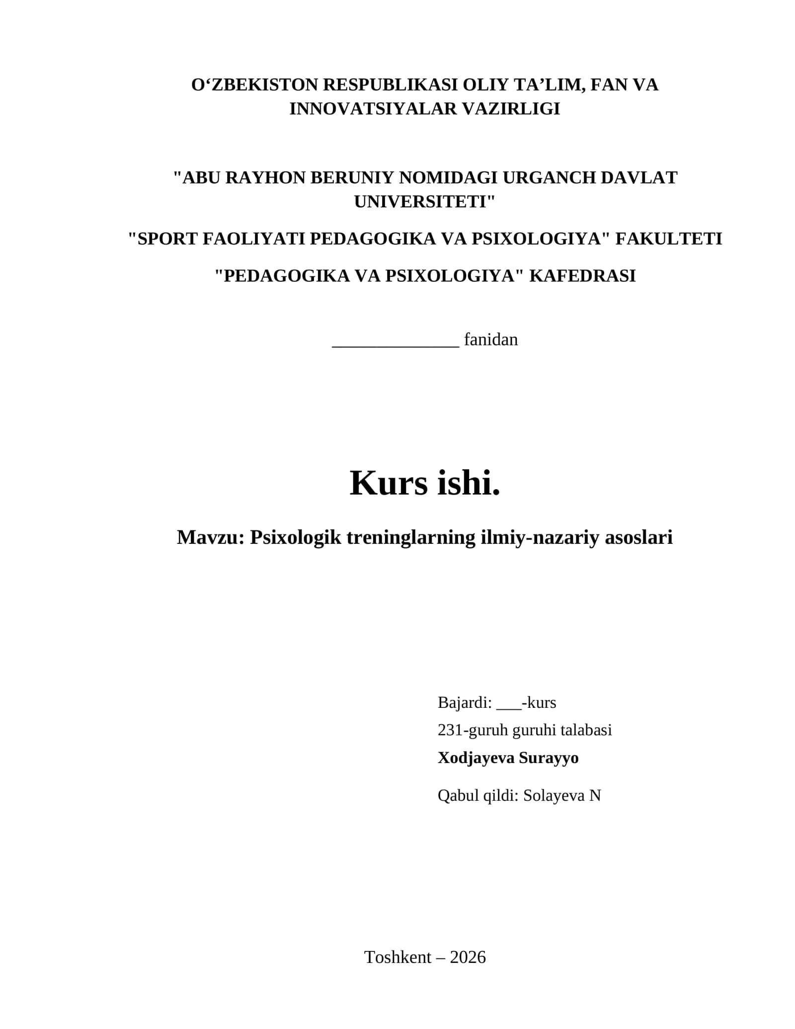 Psixologik treninglarning ilmiy-nazariy asoslari