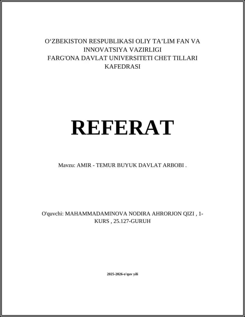 AMIR - TEMUR BUYUK DAVLAT ARBOBI