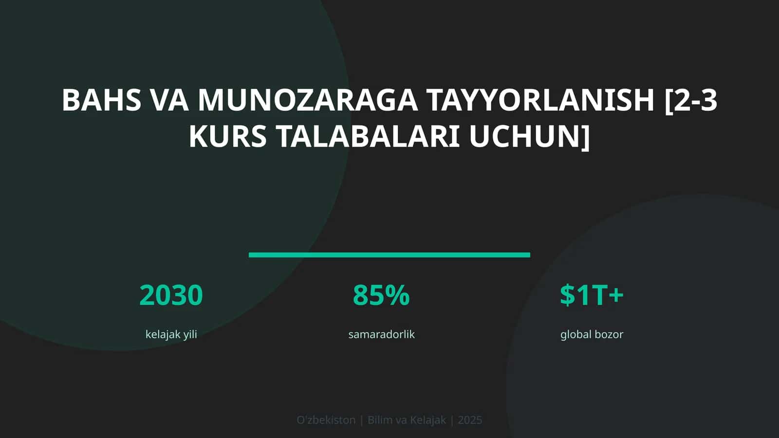 Bahs va munozaraga tayyorlanish [2-3 kurs talabalari uchun]