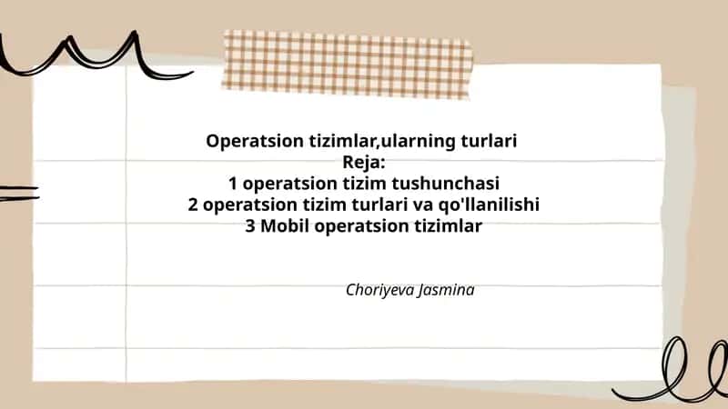 Operatsion tizimlar, ularning turlari