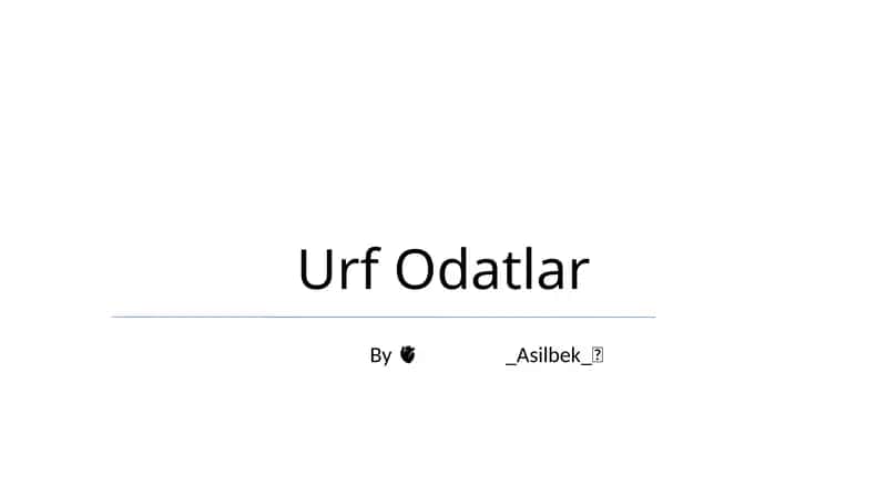Urf Odatlar