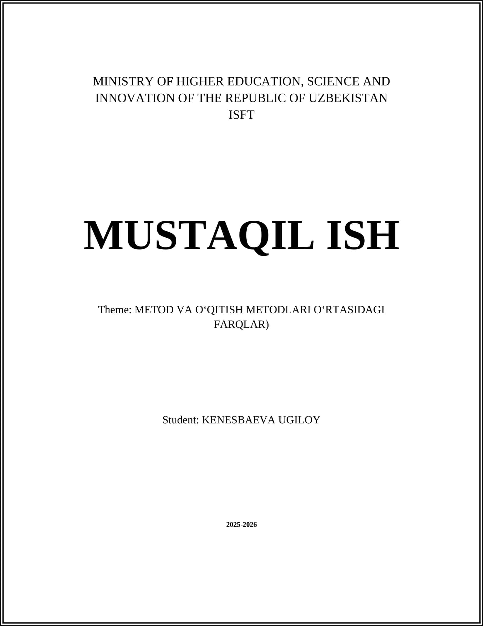 METOD VA O‘QITISH METODLARI O‘RTASIDAGI FARQLAR