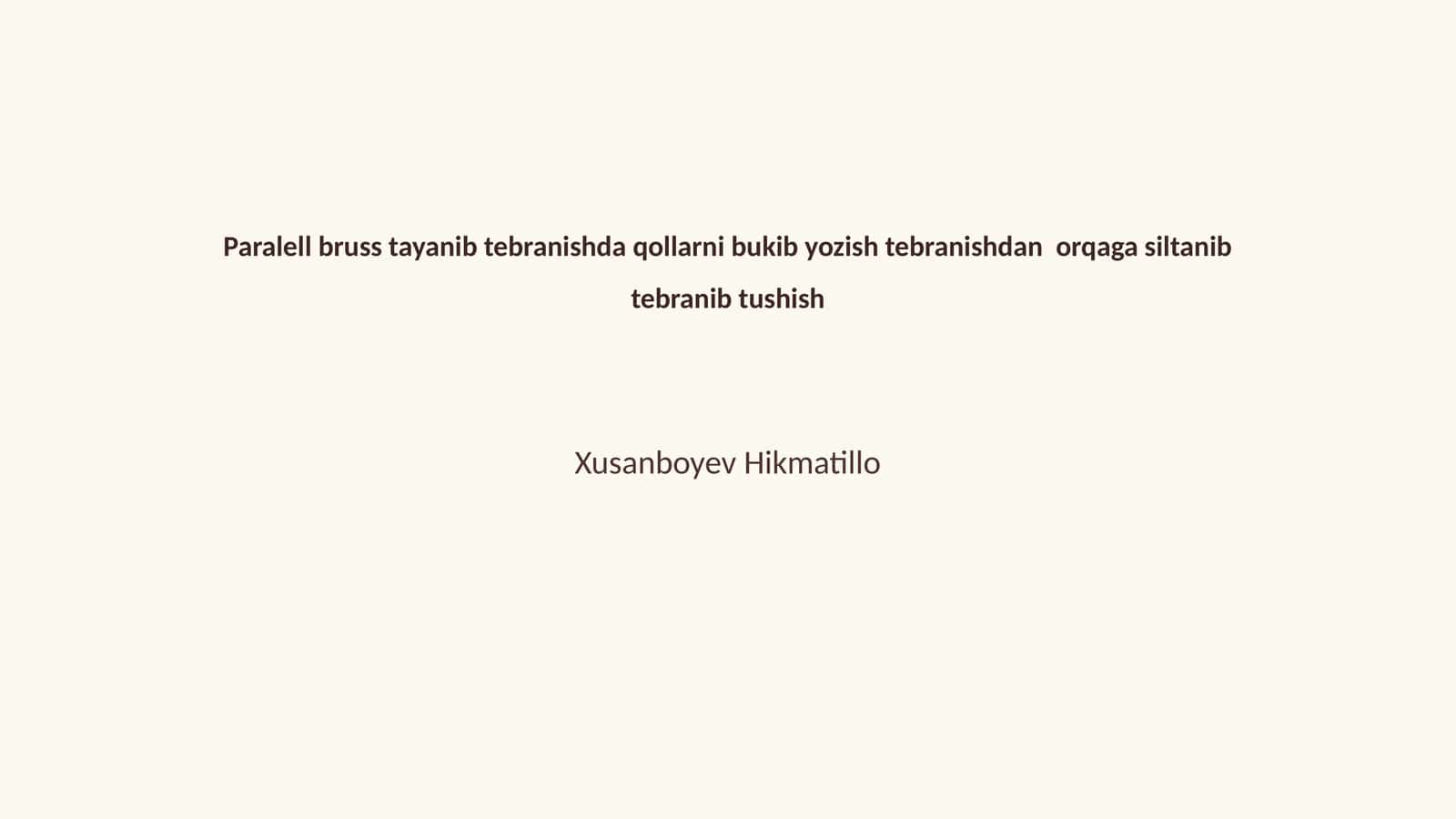 Paralell bruss tayanib tebranish nazariyasi