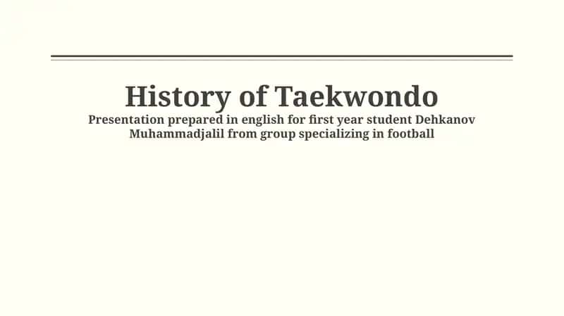 History of Taekwondo