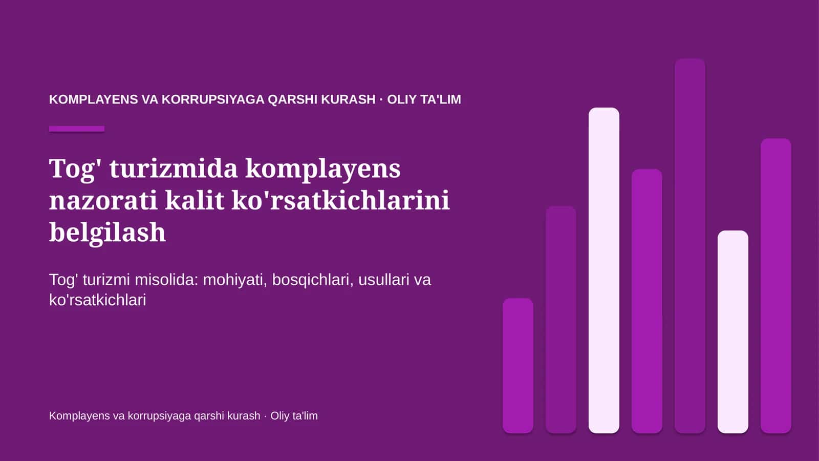 tog' turizmida komplayens nazorati kalit ko'rsatkichlarini belgilash 7476