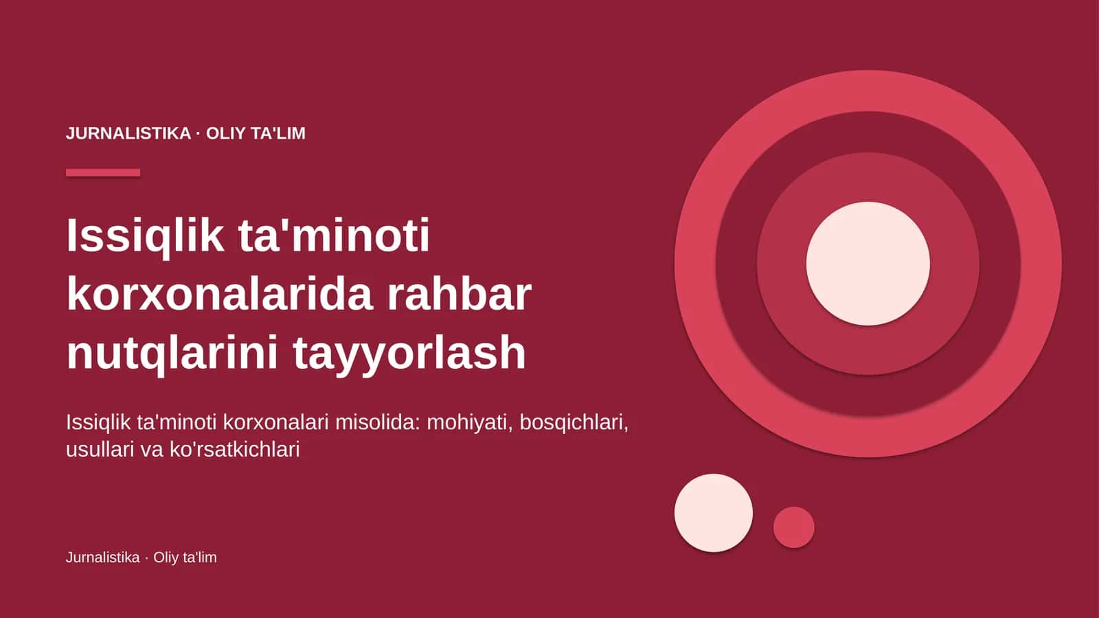 Issiqlik ta'minoti korxonalarida rahbar nutqlarini tayyorlash