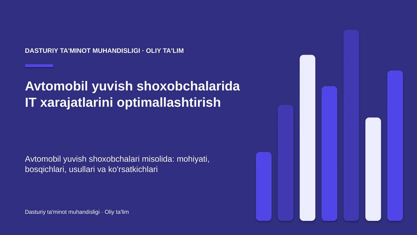 DASTURIY TA'MINOT MUHANDISLIGI · OLIY TA'LIM