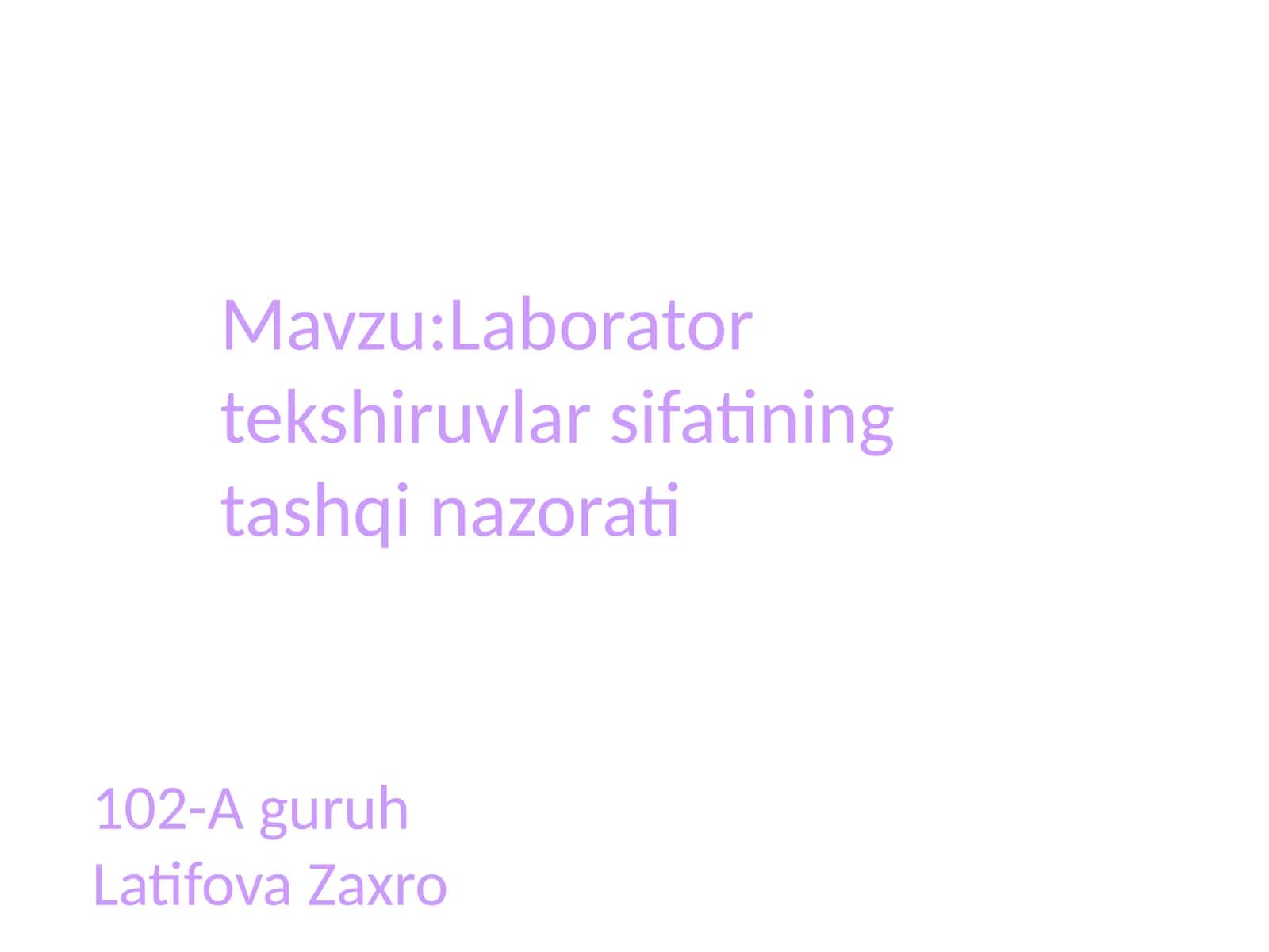 Laboratortekshiruvlar sifatining tashqi nazorati