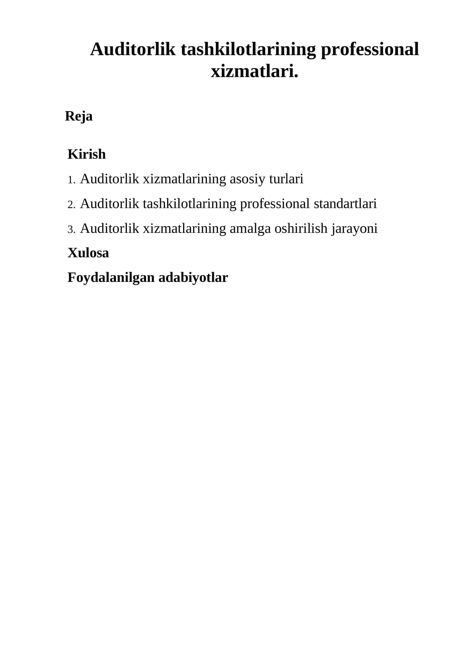Auditorlik tashkilotlarining professional xizmatlari
