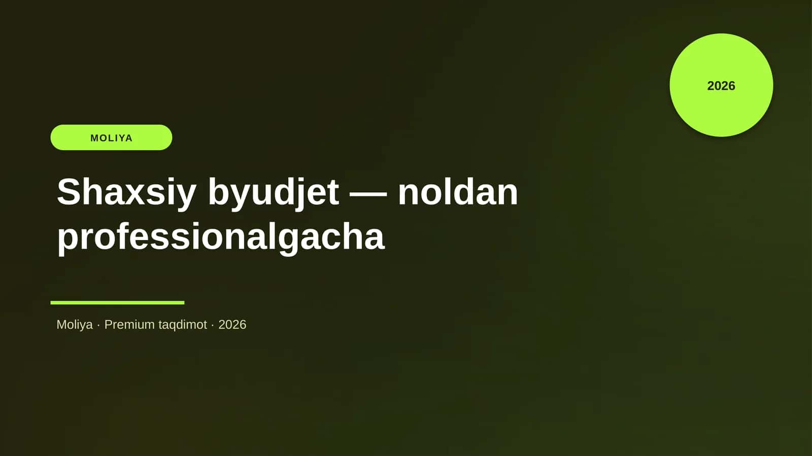 Shaxsiy byudjet - noldan professionalgacha