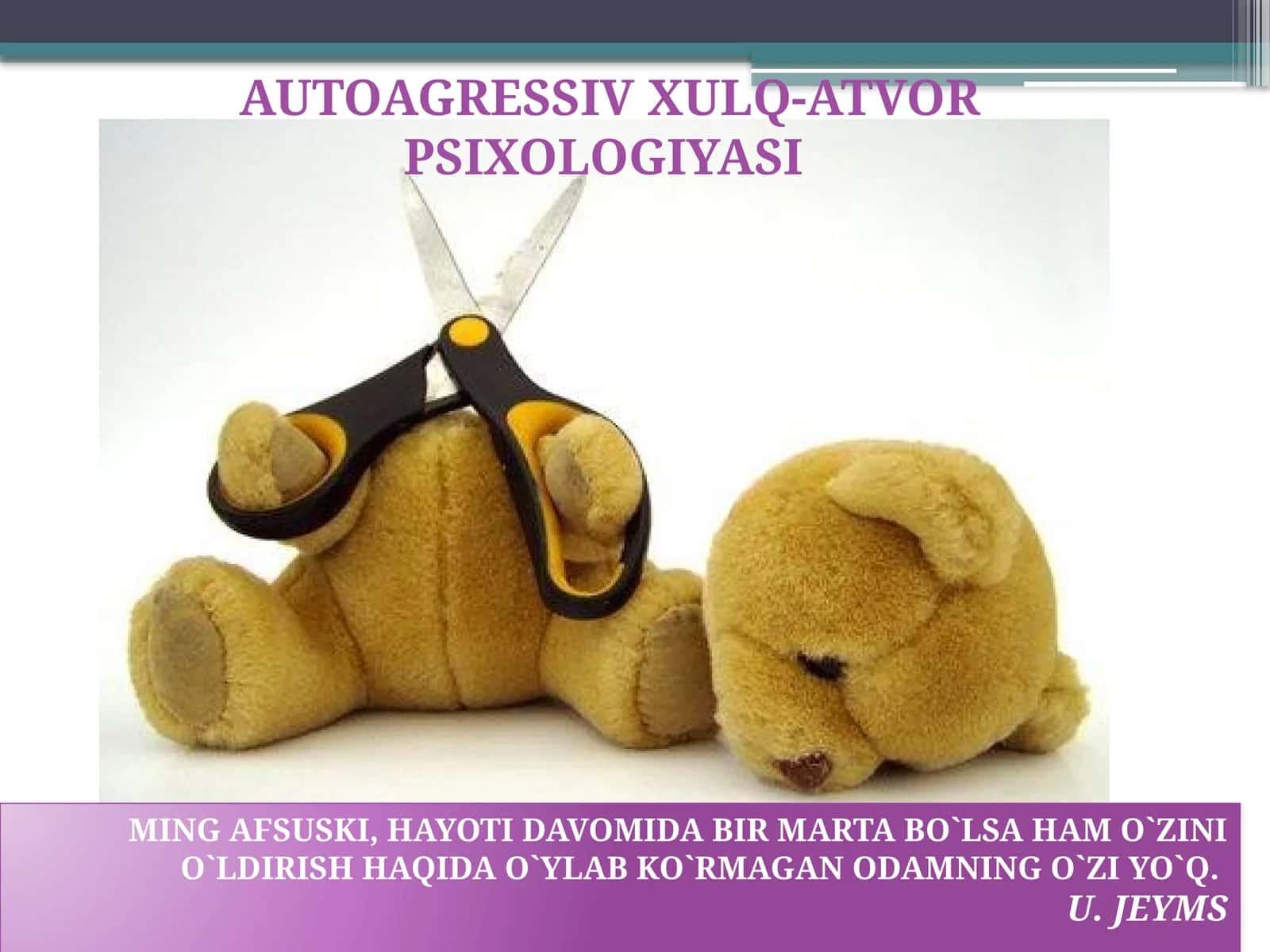 AUTOAGRESSIV XULQ-ATVOR PSIXOLOGIYASI