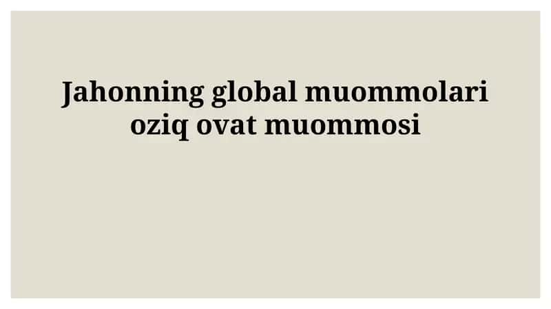 Oziq-ovqat muammosi