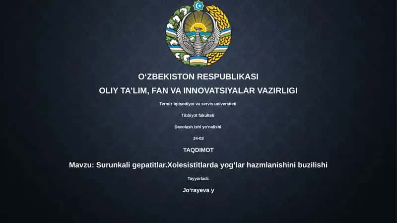 Surunkali gepatitlar.Xolesistitlarda yogʻlar hazmlanishini buzilishi