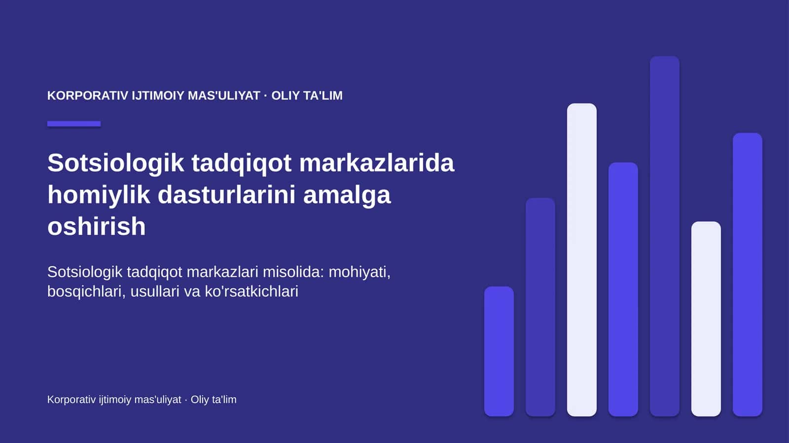 Sotsiologik tadqiqot markazlarida homiylik dasturlarini amalga oshirish