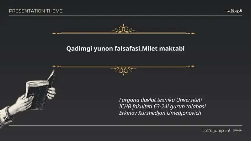 Qadimgi yunon falsafasi.Milet maktabi