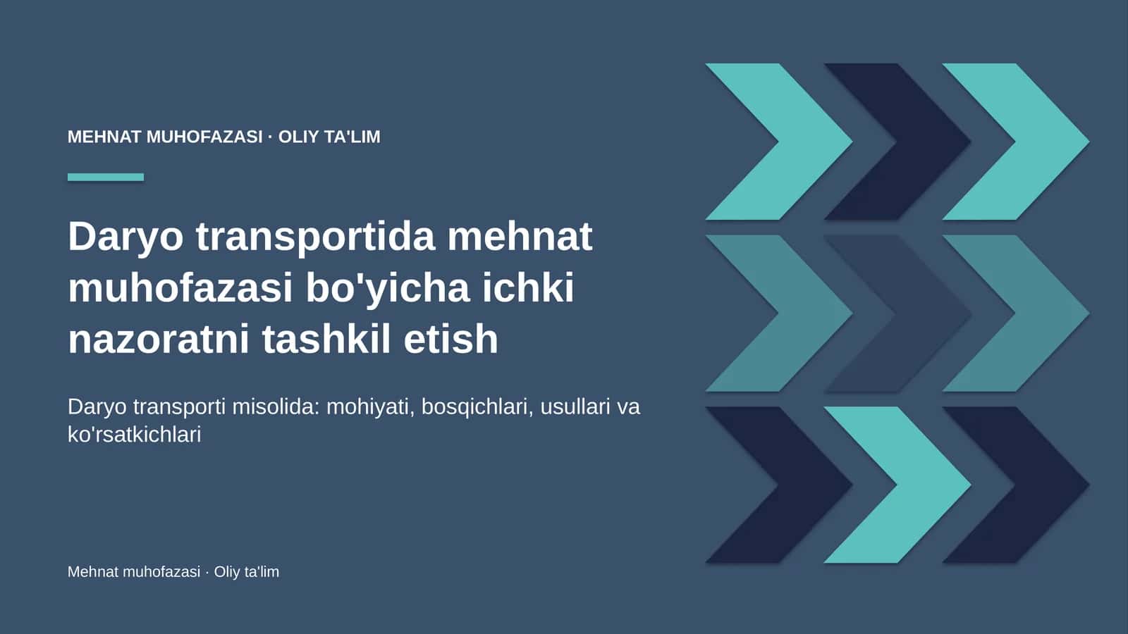 Daryo transportida mehnat muhofazasi bo'yicha ichki nazoratni tashkil etish