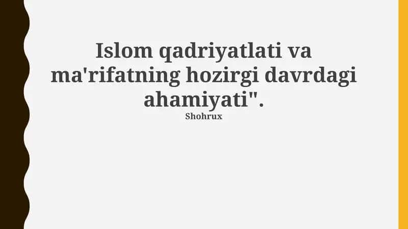 Islomiy qadriyatlarning mohiyati
