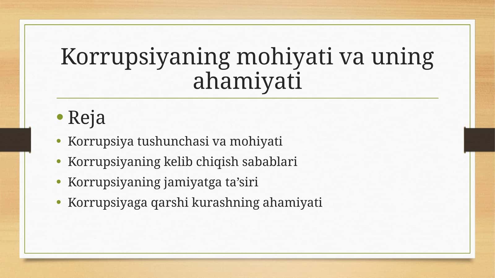 Korrupsiyaningmohiyativauningahamiyati
