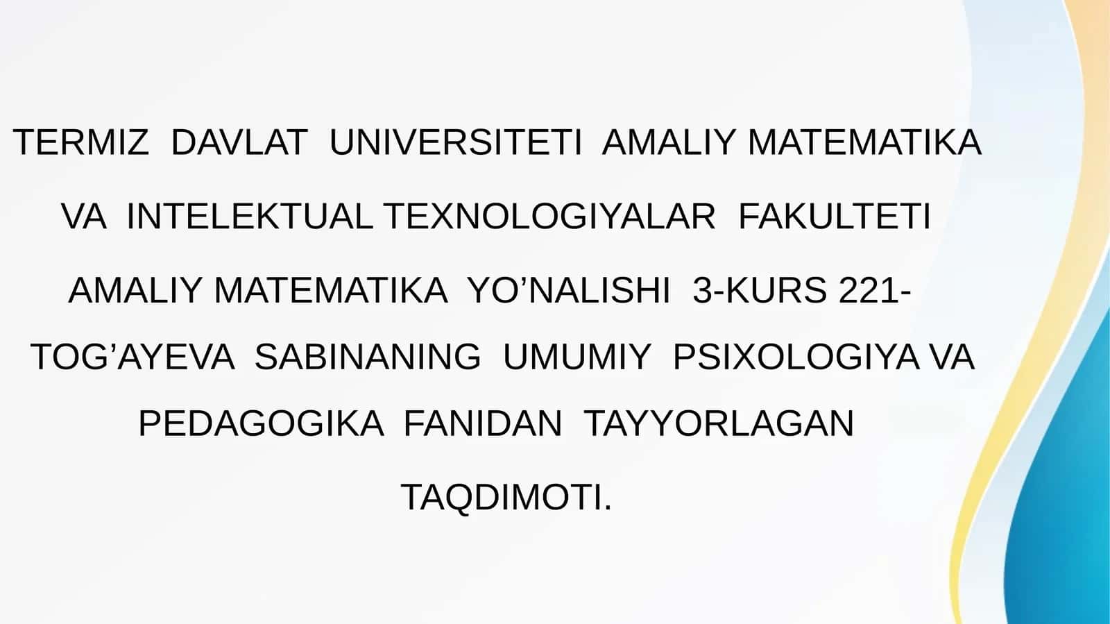 Amaliy Matematika Yo'nalishi 3-kurs 221