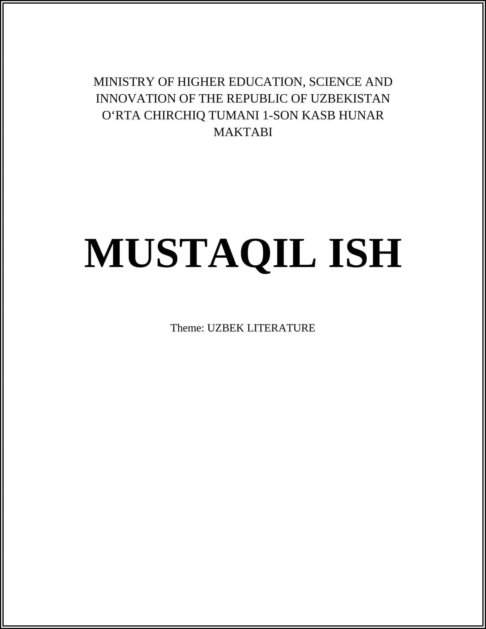 UZBEK LITERATURE