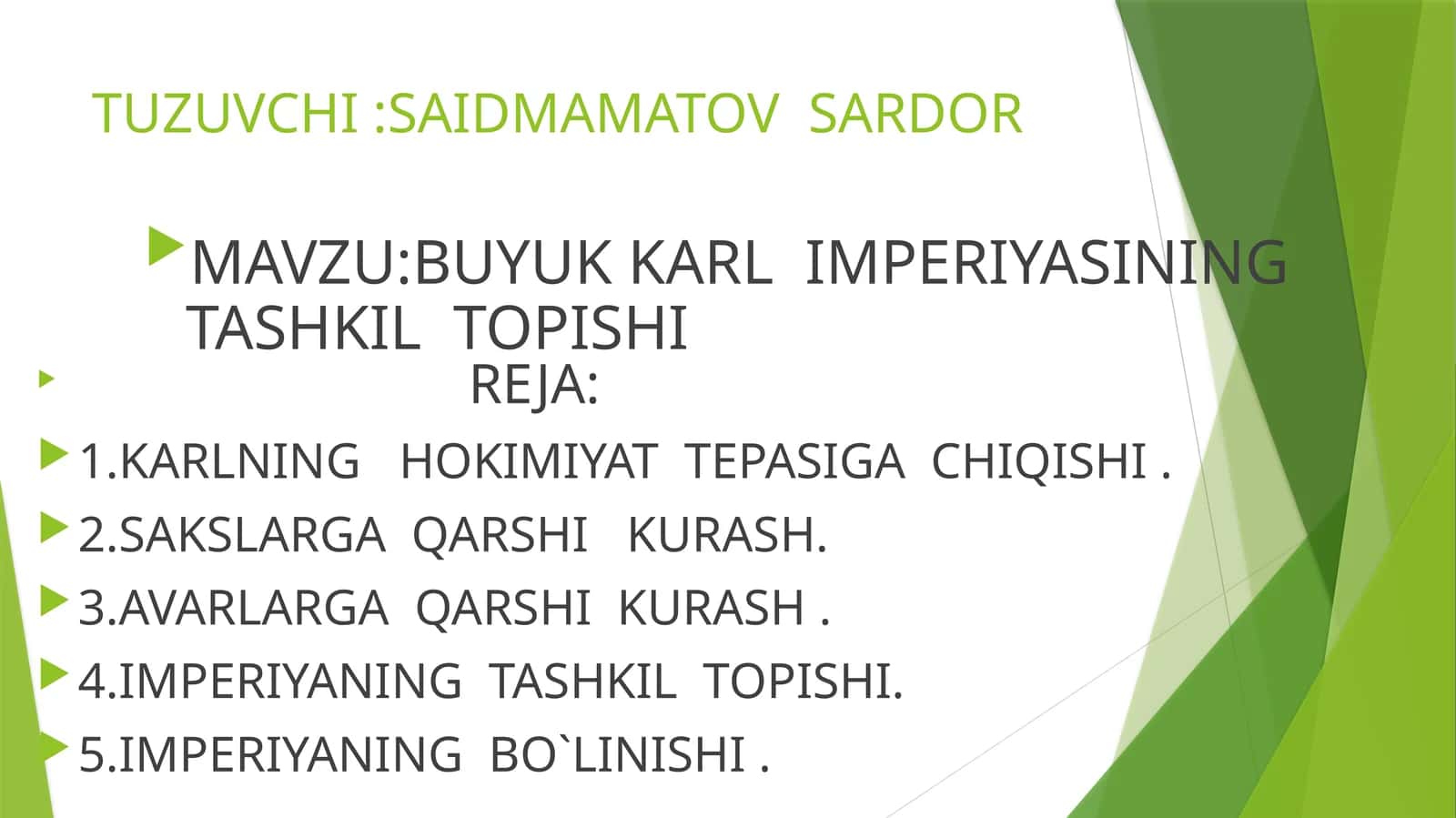 BUYUK KARL IMPERIYASINING TASHKIL TOPISHI