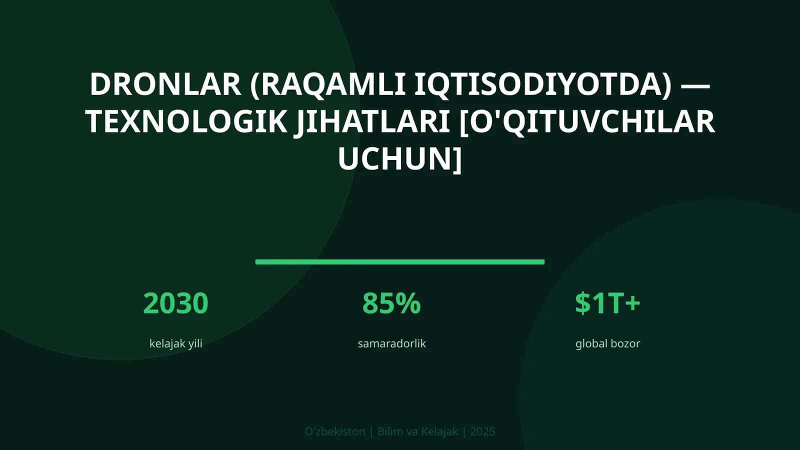Dronlar (raqamli iqtisodiyotda) — texnologik jihatlari [o'qituvchilar uchun]