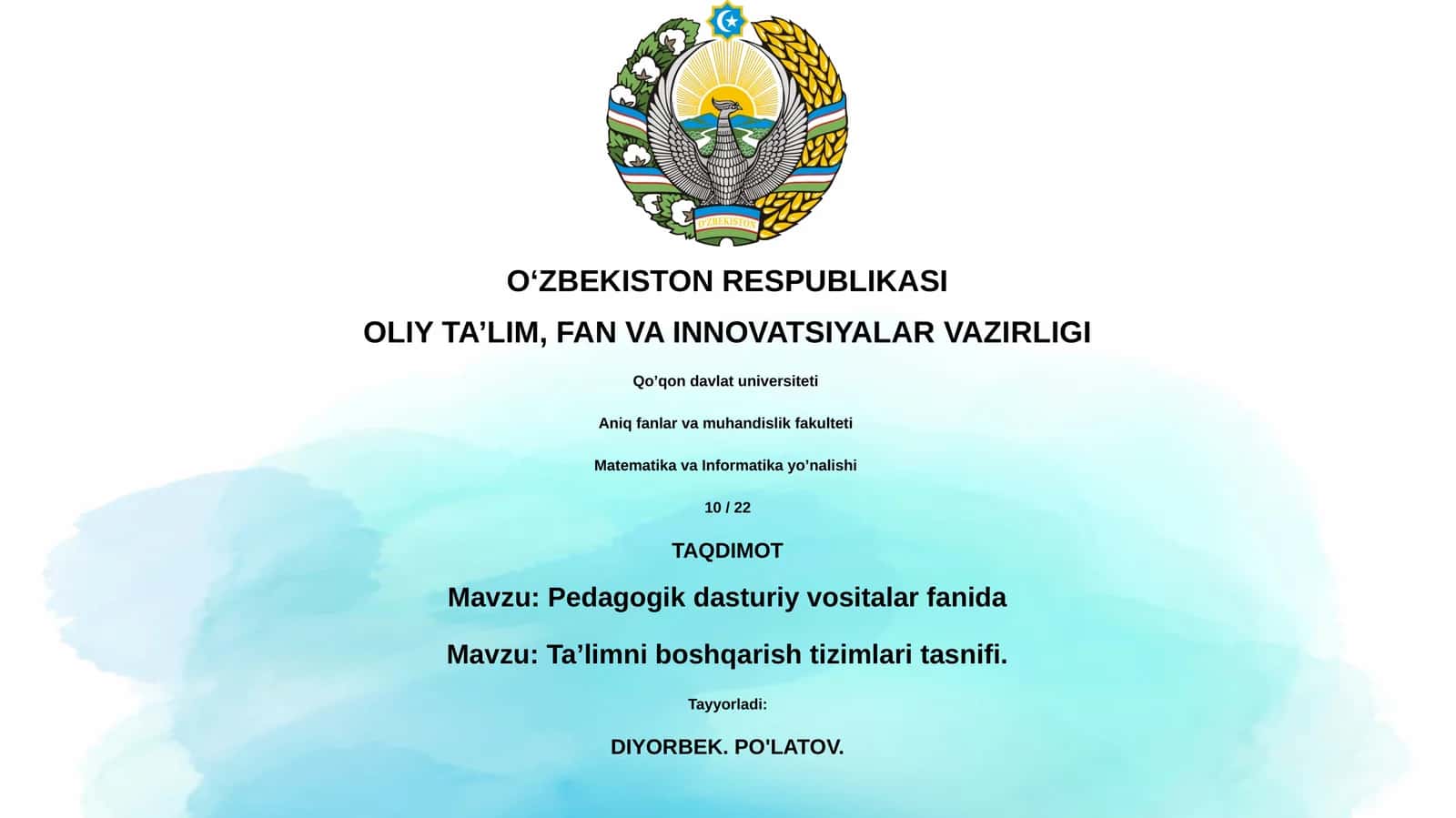 Pedagogik dasturiy vositalar fanida