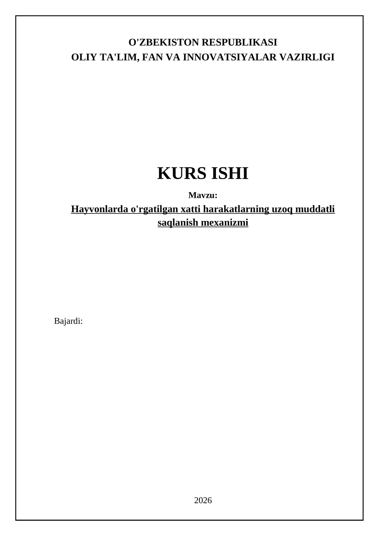 Hayvonlarda o'rgatilgan xatti harakatlarning uzoq muddatli saqlanish mexanizmi