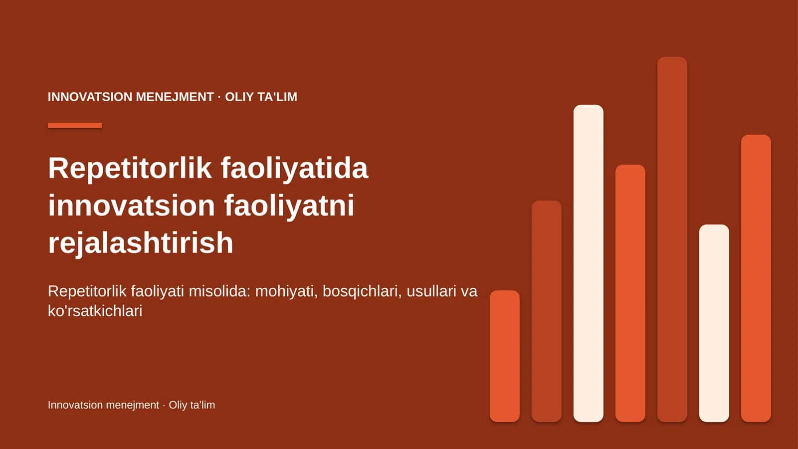 Repetitorlik faoliyatida innovatsion faoliyatni rejalashtirish