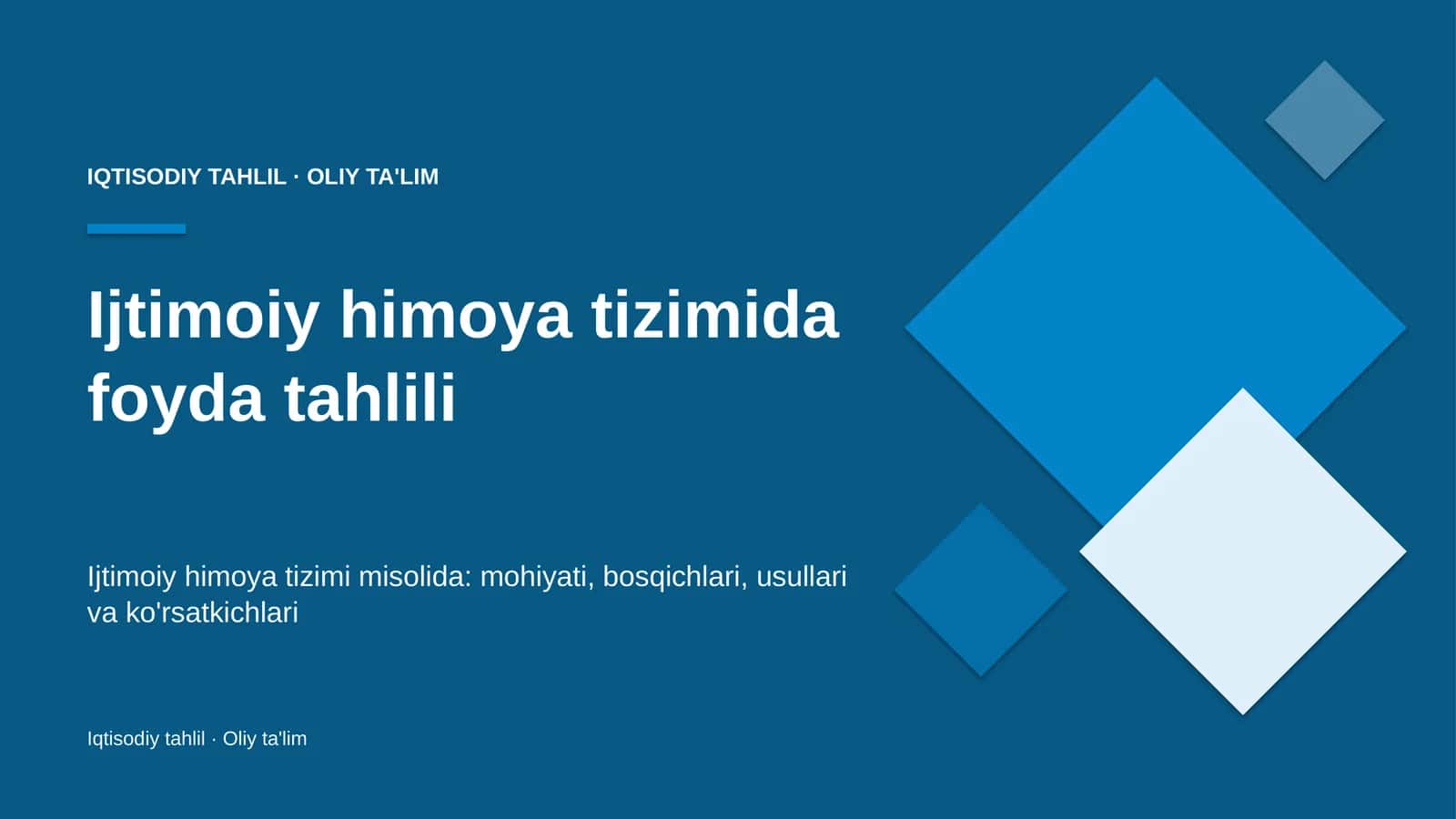 Ijtimoiy himoya tizimida foyda tahlili