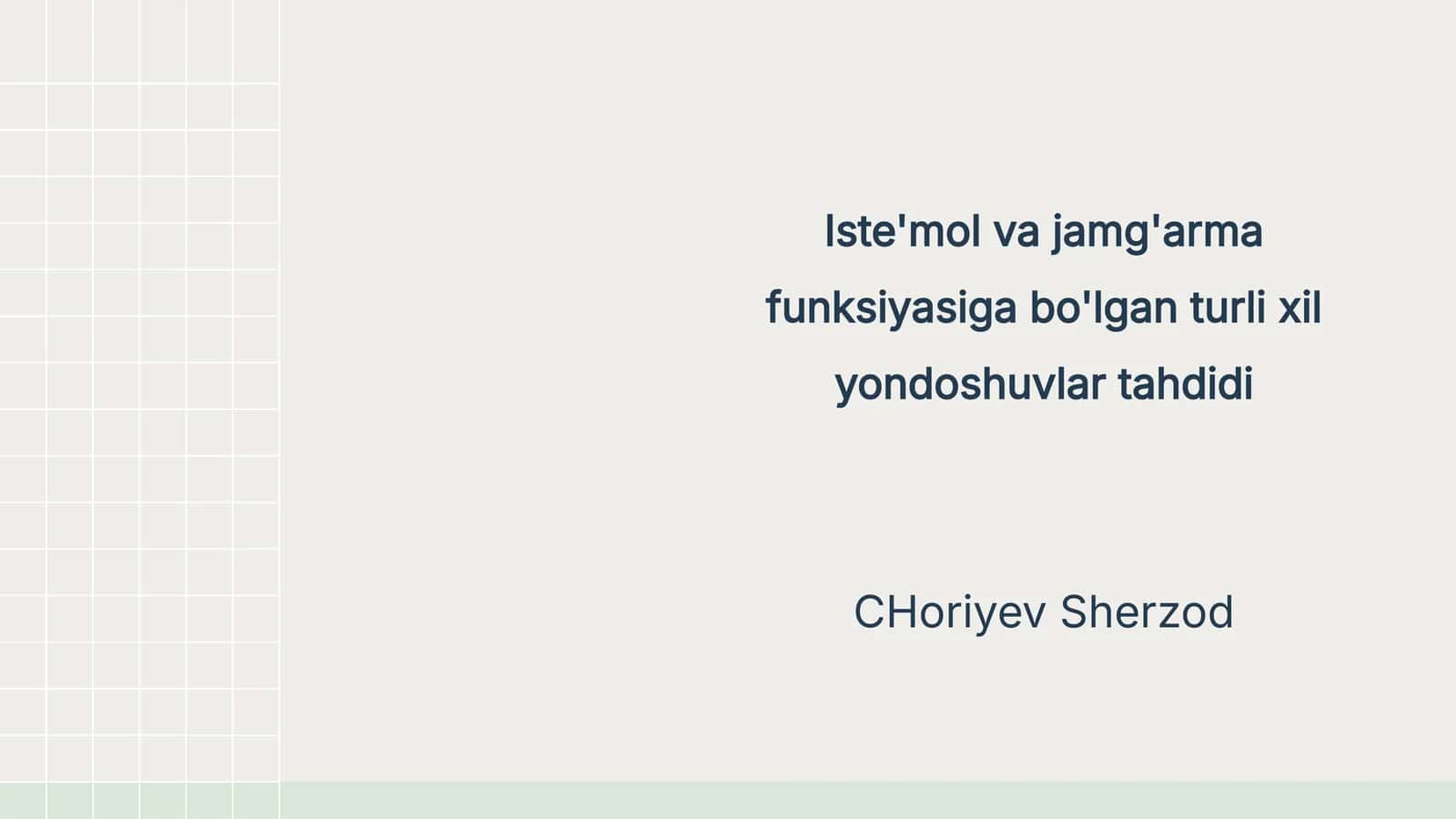 Iste'mol va Jamg'arma Funksiyasiga Bo'lgan Turli Xil Yondoshuvlar Tahdidi