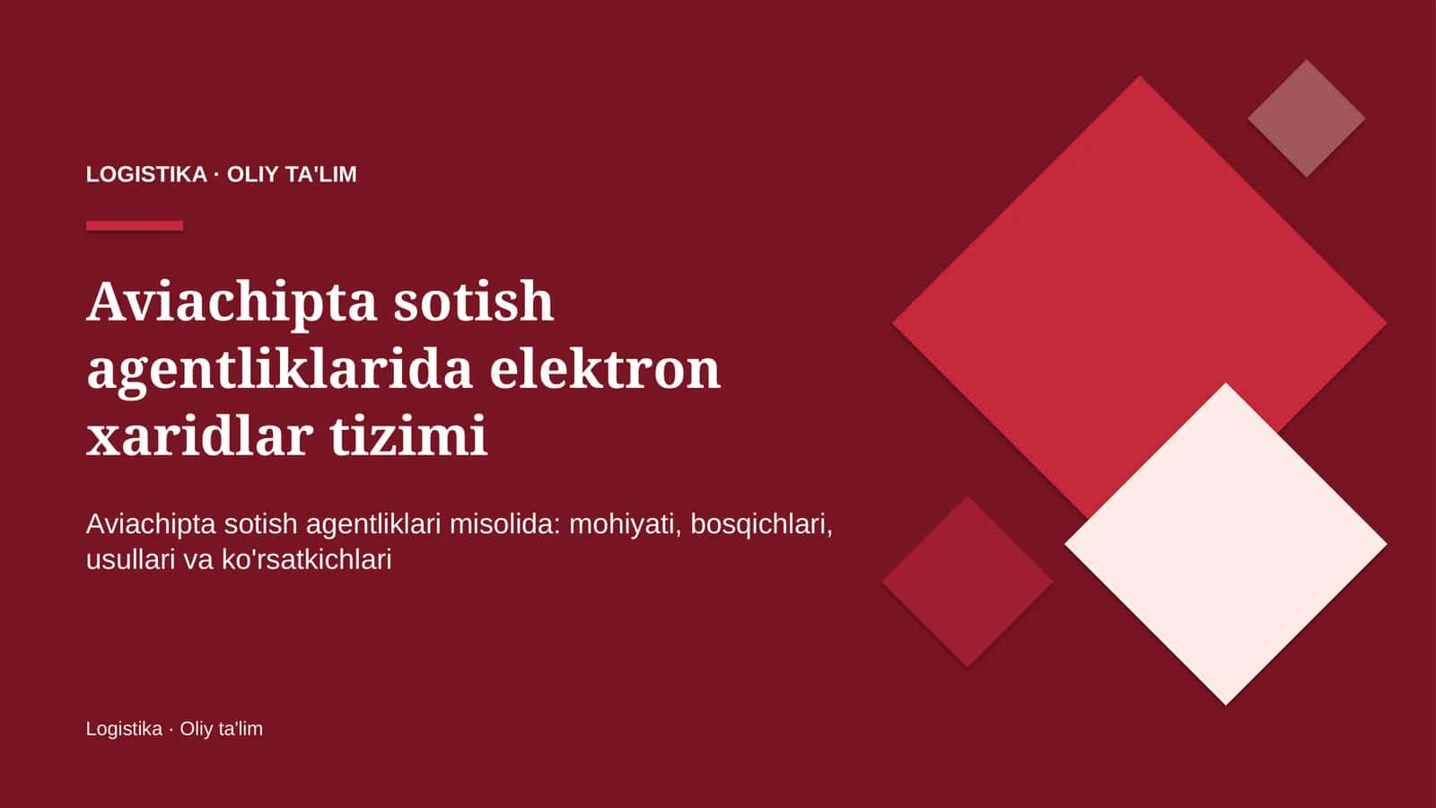 Aviachipta sotish agentliklarida elektron xaridlar tizimi