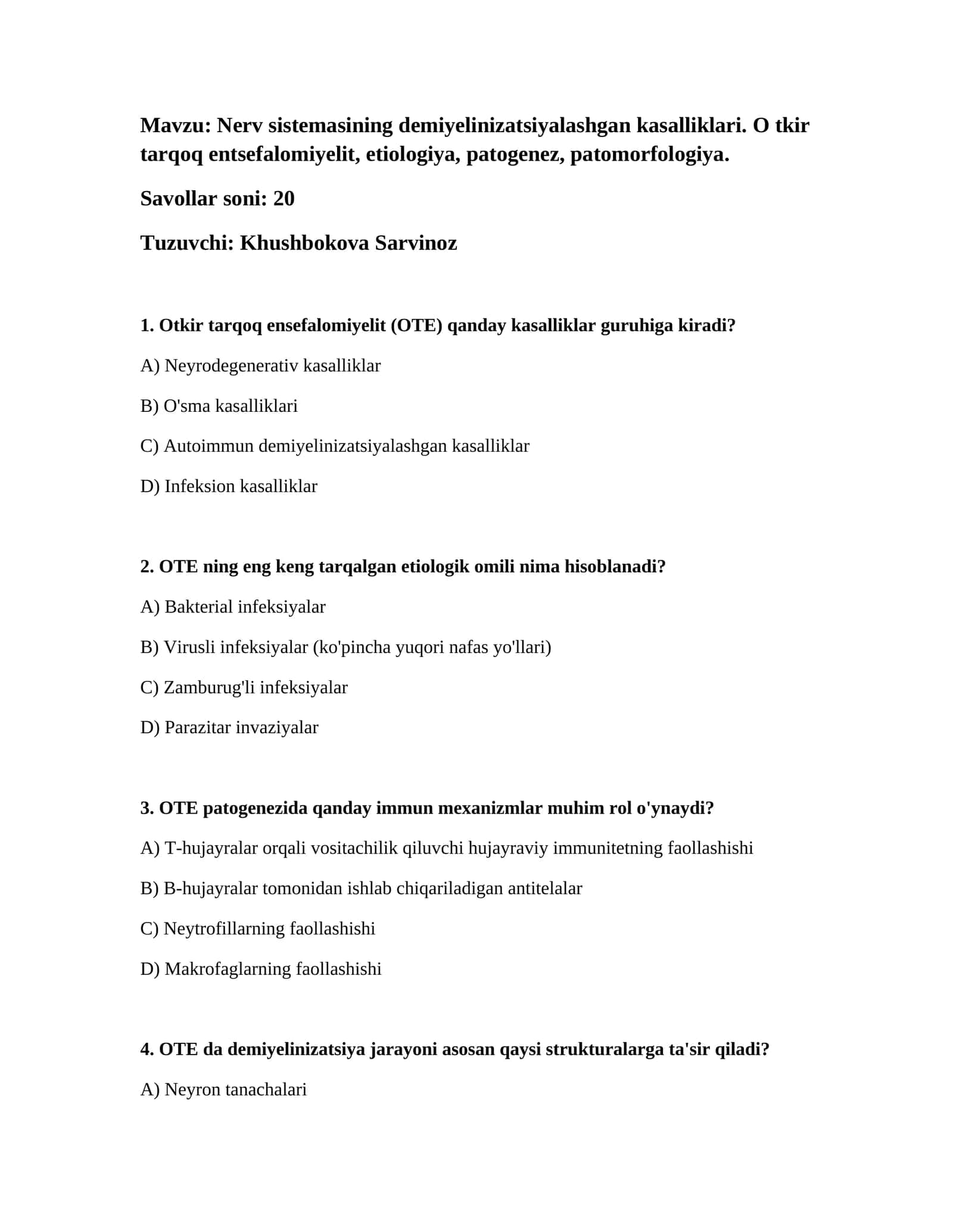 Otkir tarqoq ensefalomiyelit (OTE)