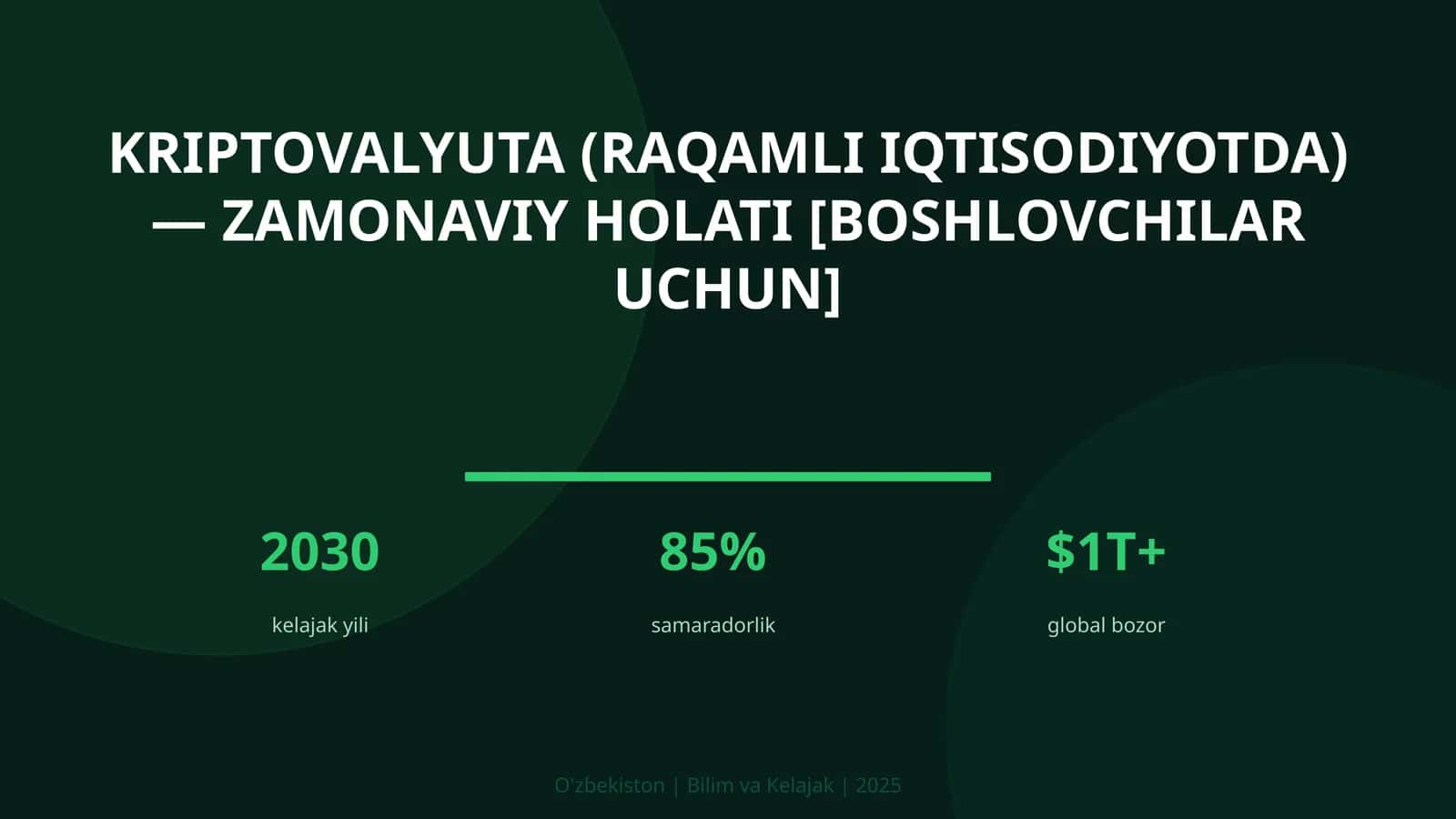 Kriptovalyuta (raqamli iqtisodiyotda) — zamonaviy holati [boshlovchilar uchun]