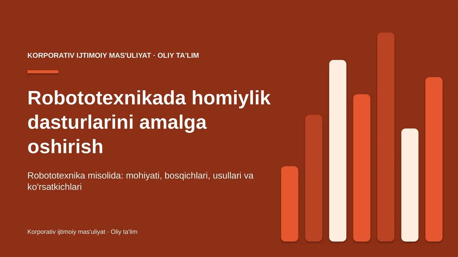 Robototexnikada homiylik dasturlarini amalga oshirish