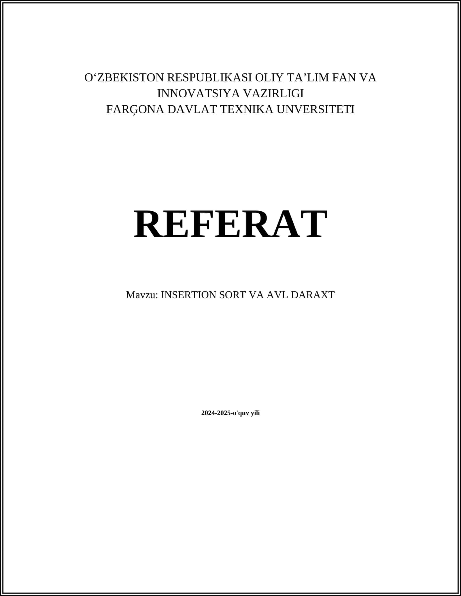 INSERTION SORT VA AVL DARAXT