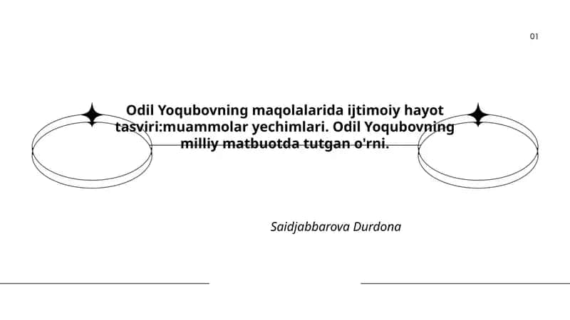 Odil Yoqubovning maqolalarida ijtimoiy hayot tasviri:muammolar yechimlari. Odil Yoqubovning milliy matbuotda tutgan o'rni.