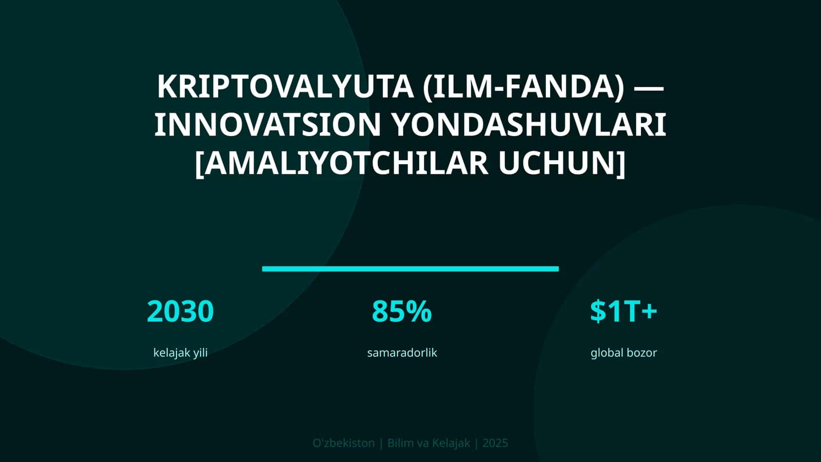 Kriptovalyuta (ilm-fanda) — innovatsion yondashuvlari [amaliyotchilar uchun]