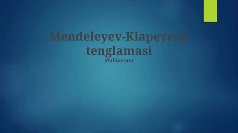 Mendeleev-Klapeyron tenglamasi
