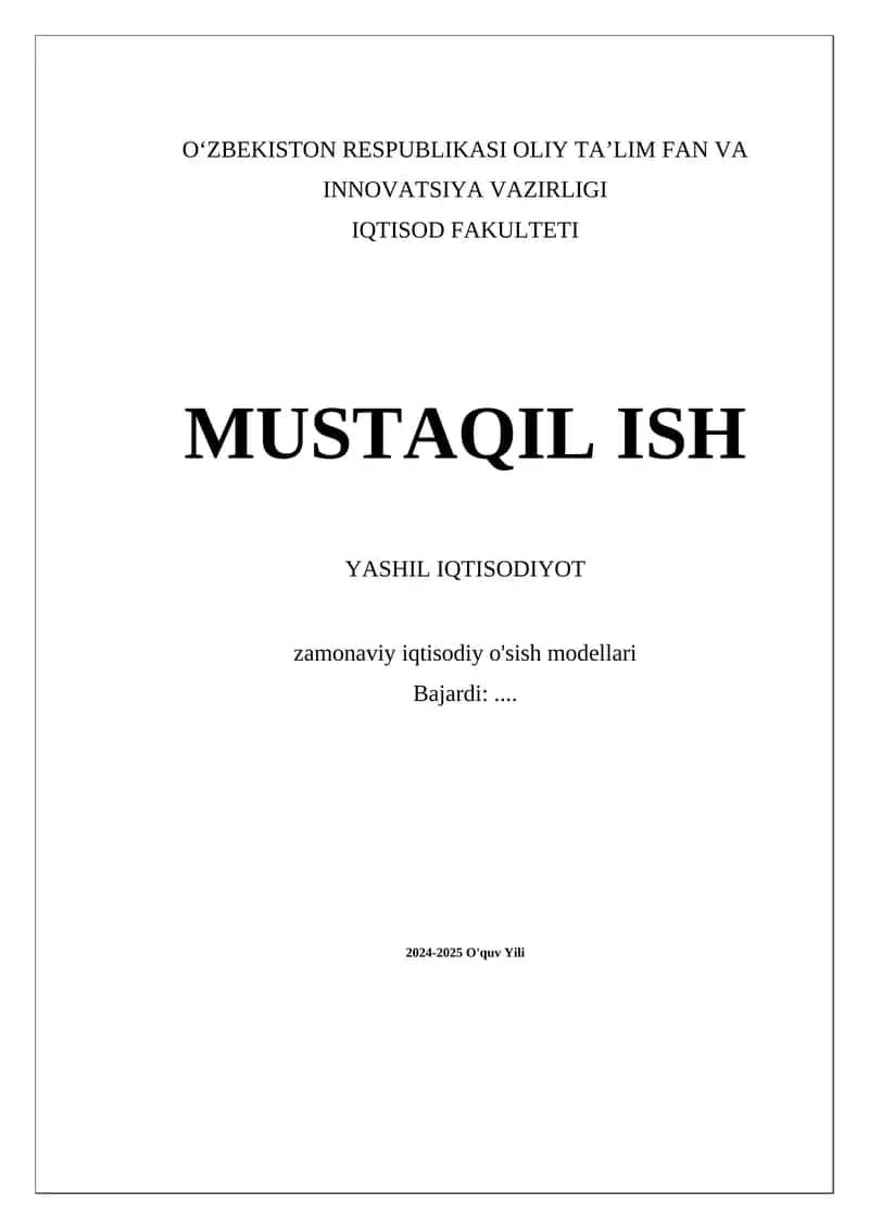 Yashil iqtisodiyot