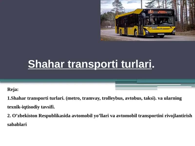 Shahar transporti turlari