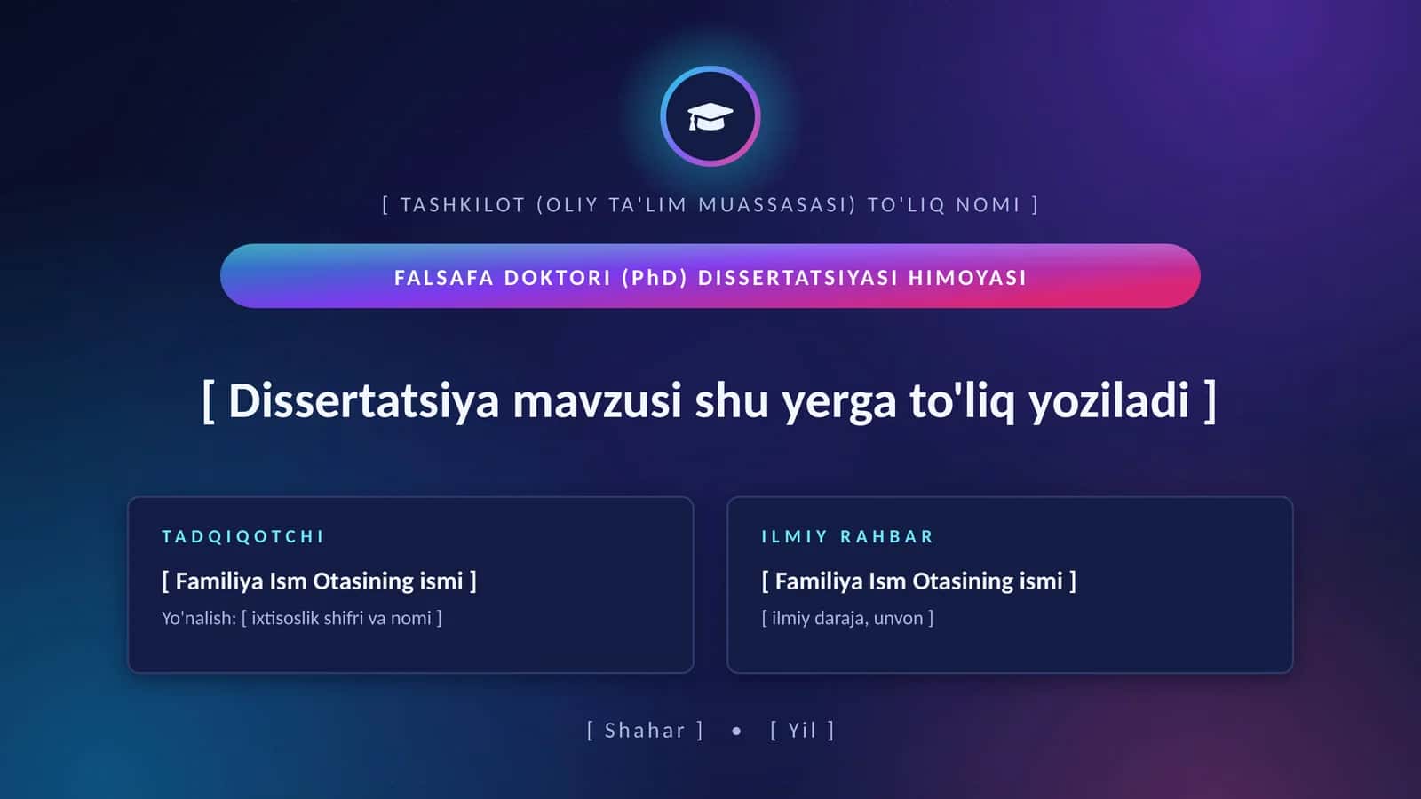 Phd taqdimot shabloni premium zamonaviy