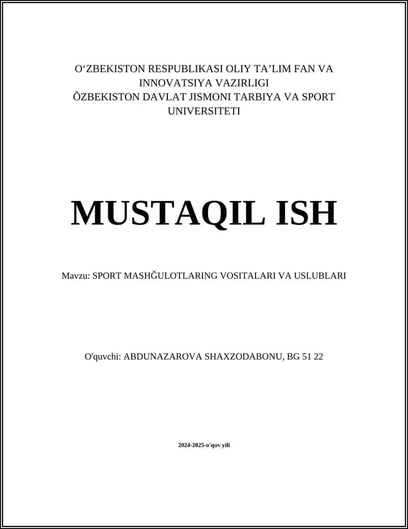 Kuch-quvvat mashqlari vositalari