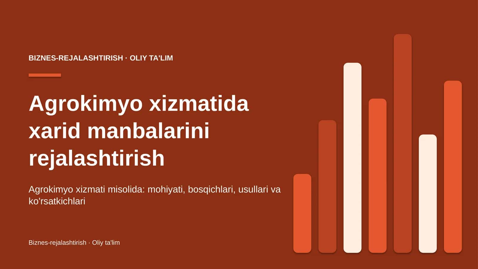 Agrokimyo xizmatida xarid manbalarini rejalashtirish