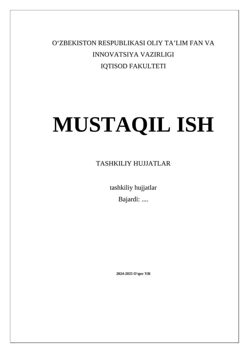 Tashkiliy hujjatlar