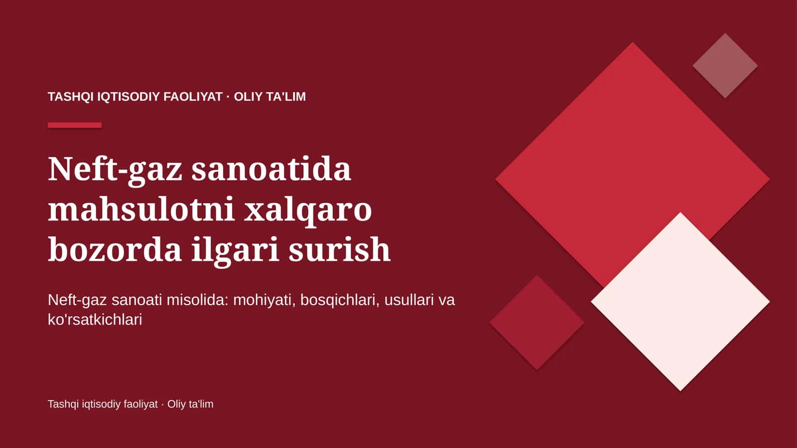 neft gaz sanoatida mahsulotni xalqaro bozorda ilgari surish 8709