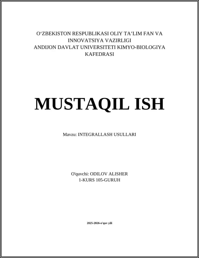 INTEGRALLASH USULLARI