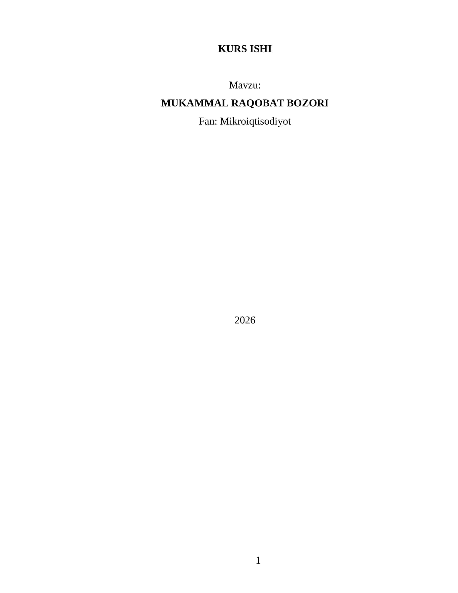 MUKAMMAL RAQOBAT BOZORI